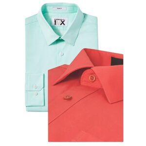 EXPRESS men's extra slim fit solid classic button up shirt bundle XLT